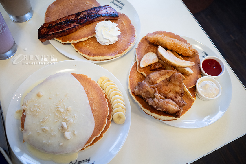 沖繩恩納村早餐美食，超人氣的夏威夷鬆餅屋，PANCAKE超大份量，有甜有鹹選擇多，備有停車場 @Irene&#039;s 食旅．時旅